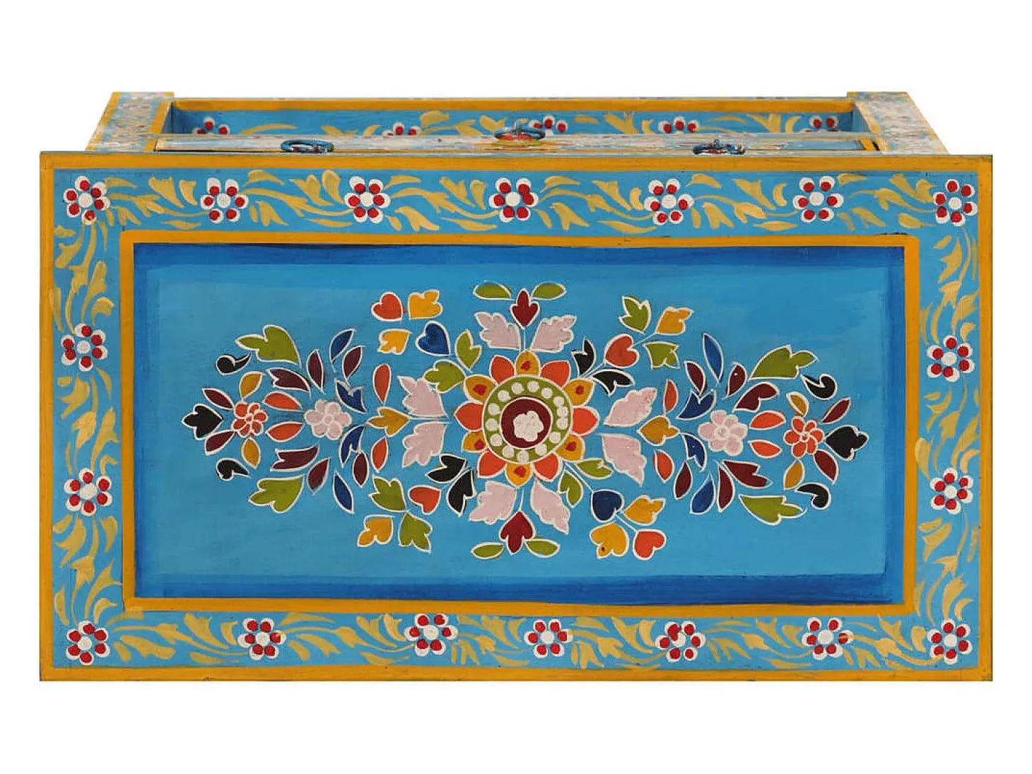 Aparador turquesa de madera maciza de mango 55x30x76 cm