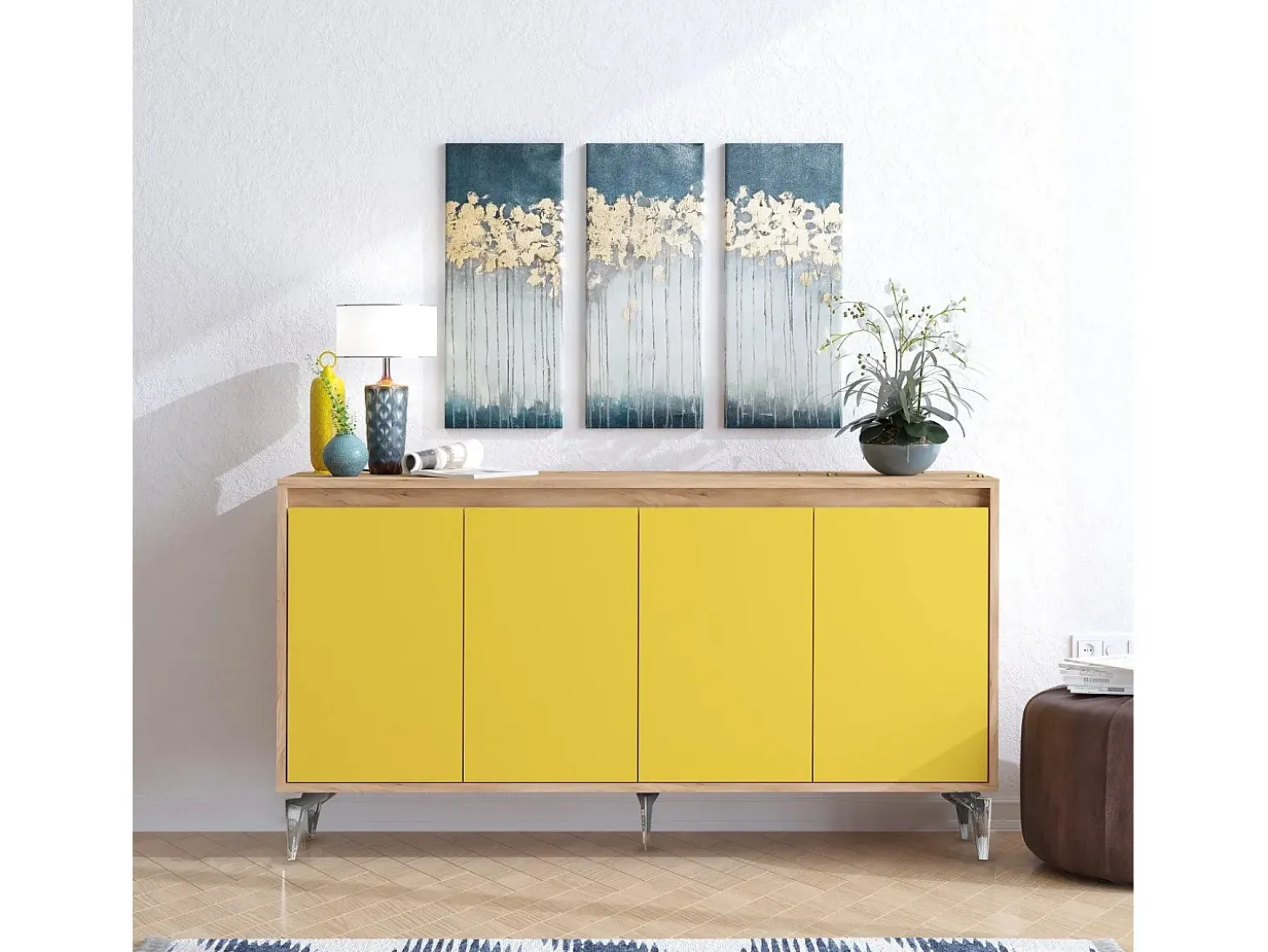 Aparador UTAH color roble Amarillo 140x40x94 cm