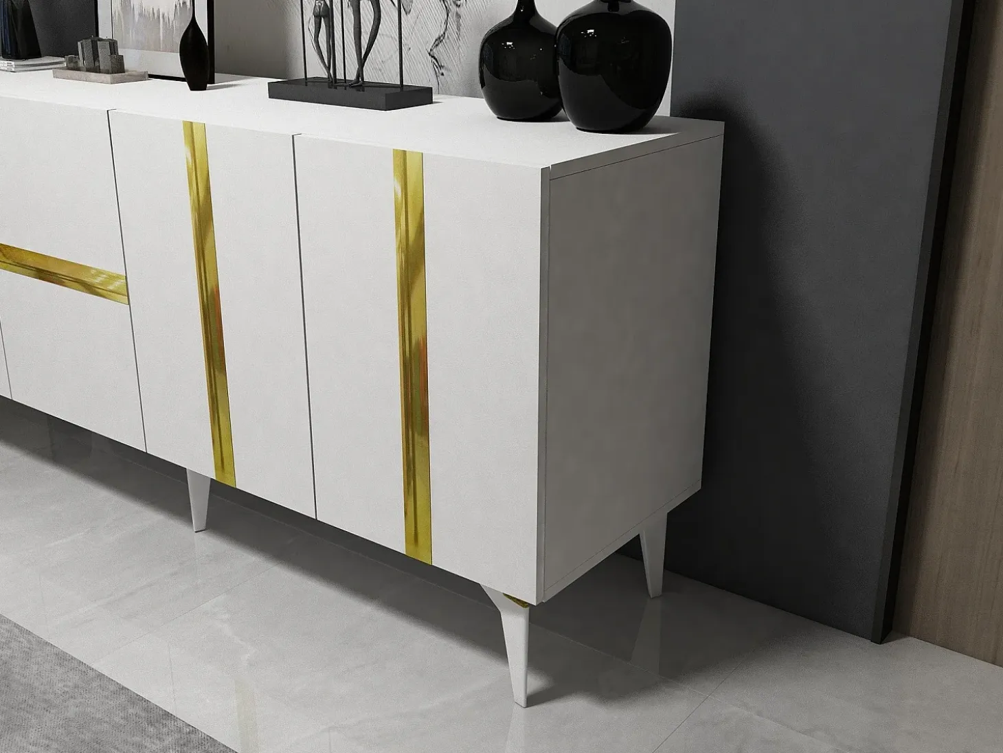 Aparador Vania Blanco dorado150x79x40 cm