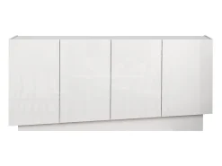 Aparador Vela con 4 puertas en color blanco brillo 160x35x75,4 cm