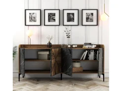 Aparador Venedik negro color nogal 180x35x78 cm