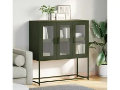 Aparador verde oliva 100,5x39x107 cm acero laminado en frío