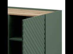 Aparador verde y madera 150 cm 3 puertas 2 cajones Emile