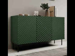 Aparador verde y madera 150 cm 3 puertas 2 cajones Emile