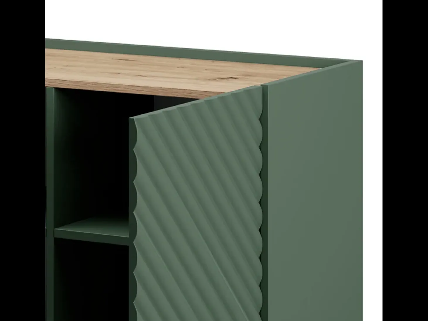Aparador verde y madera 200cm 4 puertas 2 cajones Emile
