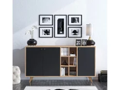 Aparador VEİT color roble Negro 140x89x40 cm