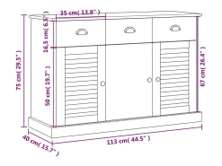 Aparador VIGO con cajones 113x40x75 cm madera maciza de pino gris