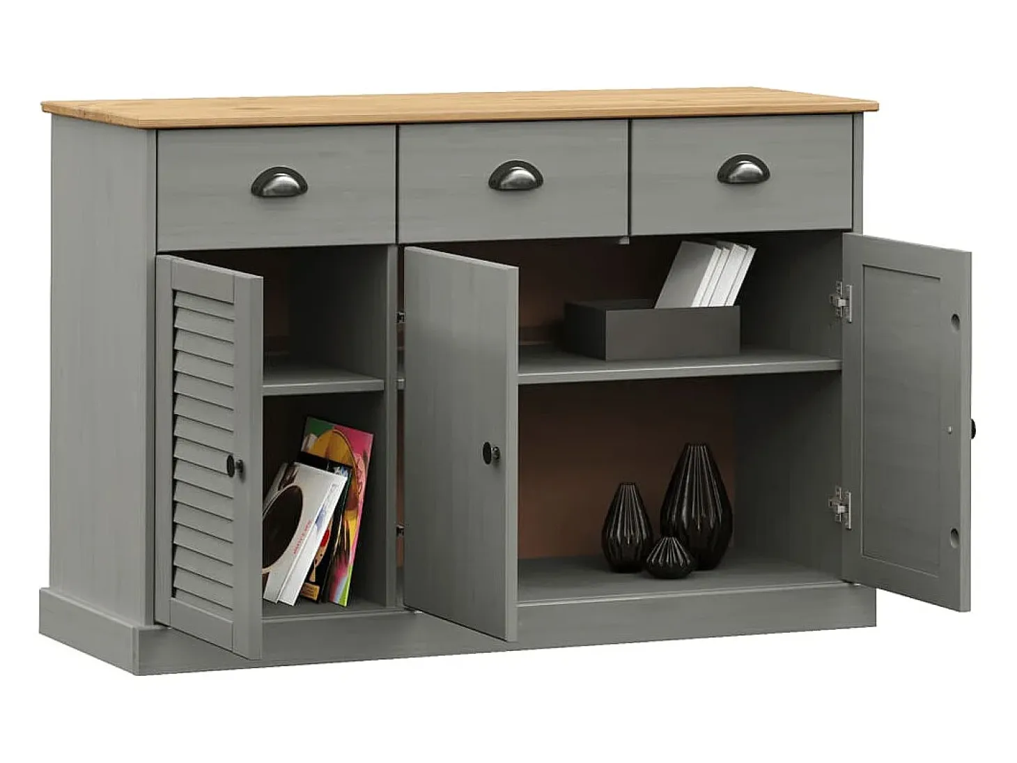 Aparador VIGO con cajones 113x40x75 cm madera maciza de pino gris