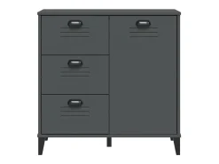 Aparador VIKEN madera maciza de pino gris antracita 80x40x80 cm