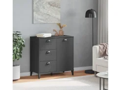 Aparador VIKEN madera maciza de pino gris antracita 80x40x80 cm