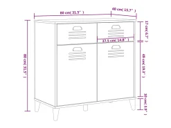 Aparador VIKEN madera maciza de pino blanco 80x40x80 cm