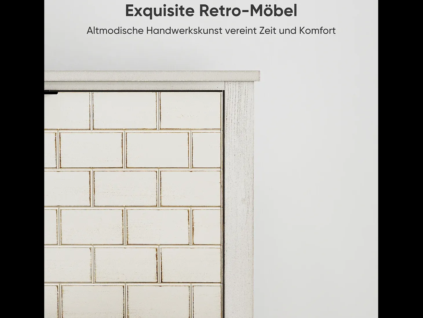 Aparador vintage con 2 cajones, MDF, blanco (80x24x97,5 cm)