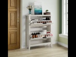 Aparador vintage con 2 cajones, MDF, blanco (80x24x97,5 cm)