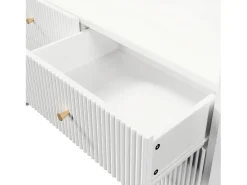 Aparador 120x40x75 cm - Mueble de almacenaje con iluminación LED y 6 cajones - blanco con diseño de ranuras onduladas - para salón y dormitorio