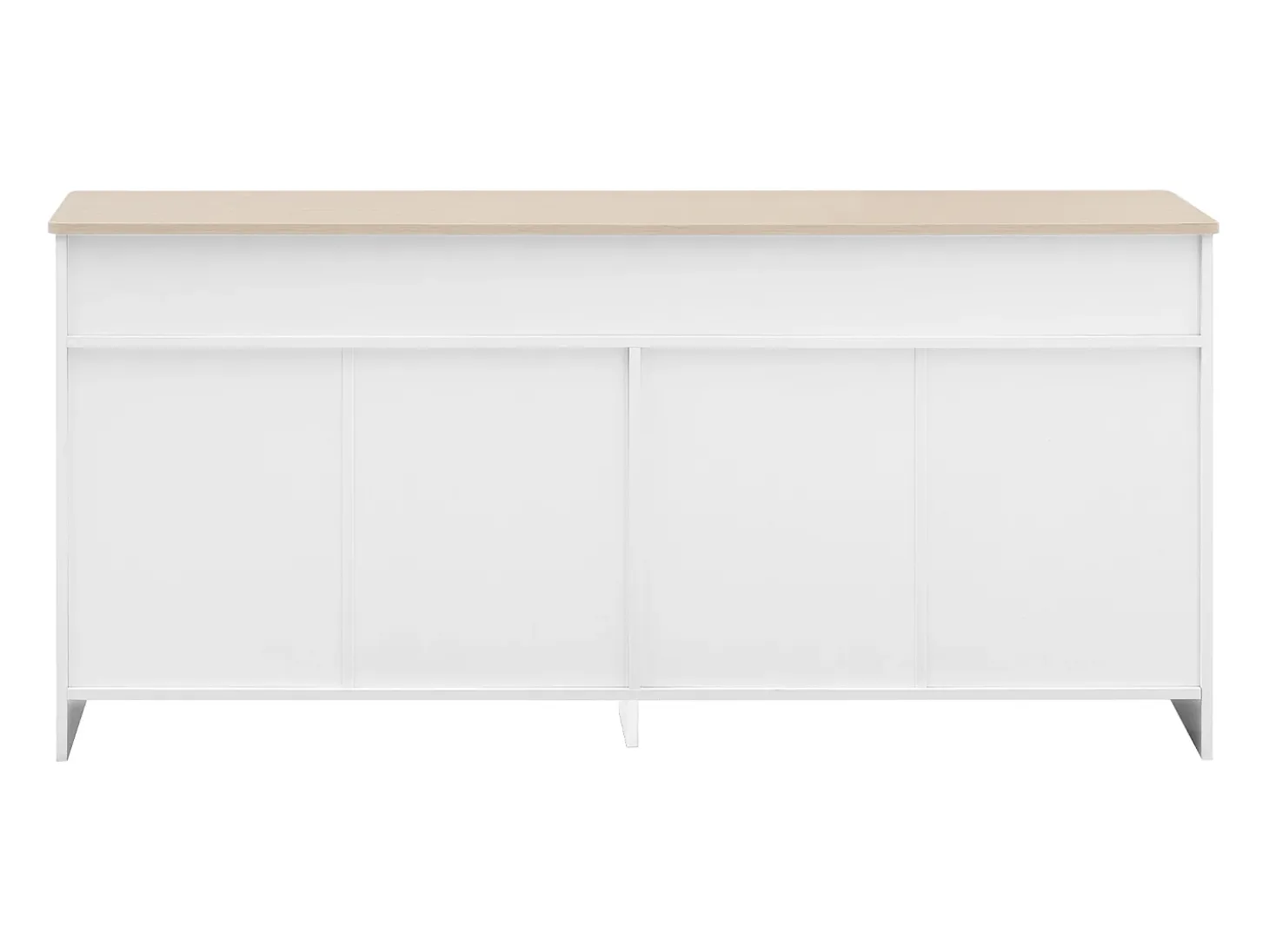 Aparador 160x37x75 cm con 4 puertas y 3 cajones de madera - Blanco y Natural