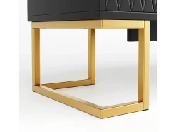 Aparador 140x40x80 cm, estilo contemporáneo, con cuatro puertas y dos estantes regulables en altura, negro
