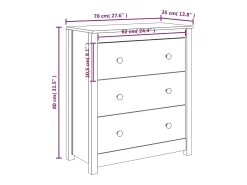 Aparador 70x35x80 cm madera maciza de pino