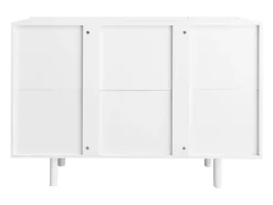 Aparador 120x80,8x37,5cm, aparador en forma de lágrima con 4 puertas perfiladas y bisagra amortiguadora, color blanco