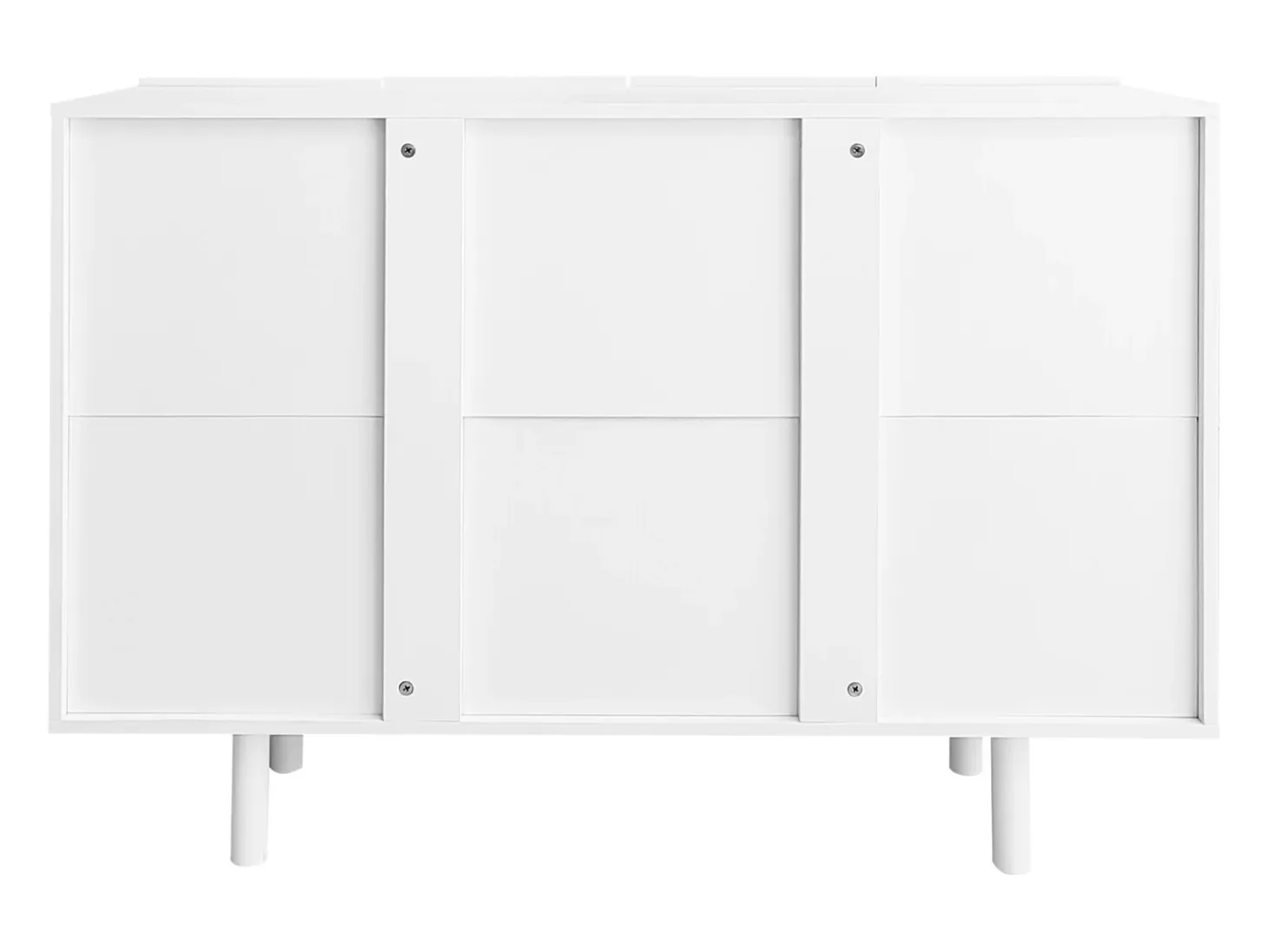 Aparador 120x80,8x37,5cm, aparador en forma de lágrima con 4 puertas perfiladas y bisagra amortiguadora, color blanco