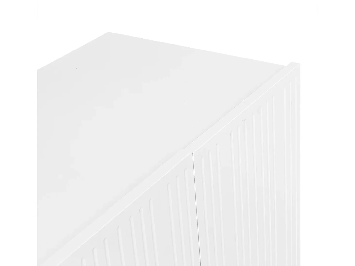 Aparador 120x80,8x37,5cm, aparador en forma de lágrima con 4 puertas perfiladas y bisagra amortiguadora, color blanco