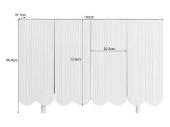 Aparador 120x80,8x37,5cm, aparador en forma de lágrima con 4 puertas perfiladas y bisagra amortiguadora, color blanco