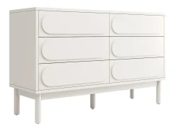 Aparador 120x40x75cm con 6 cajones, decoración relieve 3D, cuerpo de MDF blanco