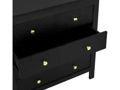 Aparador 79x39,5x80,5cm con 5 cajones, cuerpo negro con tiradores dorados