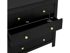 Aparador 79x39,5x80,5cm con 5 cajones, cuerpo negro con tiradores dorados