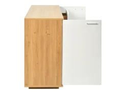Aparador 160x40x77cm con 4 cajones, 2 puertas, 1 nicho y LED, cuerpo en madera y chapa blanca