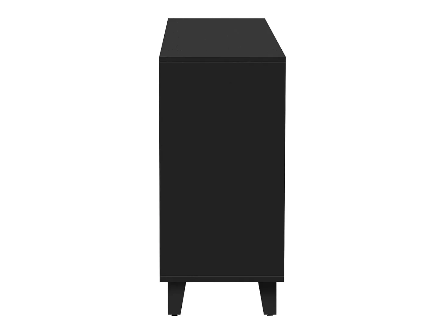 Aparador 160x40x81cm, con 4 puertas de espejo, laminado móvil, tiradores de cristal frío, para salón y comedor, color negro
