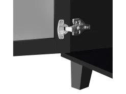 Aparador 160x40x81cm, con 4 puertas de espejo, laminado móvil, tiradores de cristal frío, para salón y comedor, color negro