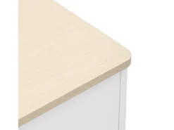 Aparador 160x37x75cm con 4 puertas y 3 cajones, blanco, tapa acabado madera natural