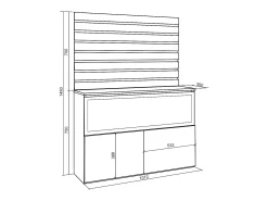 Aparador, 107x35x145cm, Dormitorio, habitación, Chimenea eléctrica XXL, Cemento