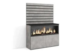 Aparador, 107x35x145cm, Dormitorio, habitación, Chimenea eléctrica XXL, Cemento