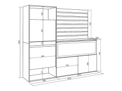 Aparador, 167x35x145cm, Dormitorio, habitación, Chimenea eléctrica XXL, Zapatero, Blanco