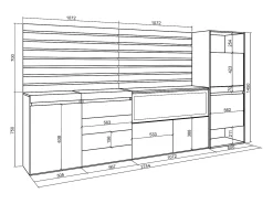 Aparador, 274x35x145cm, Dormitorio, habitación, Chimenea eléctrica XXL, Cómoda, Cajonera, Zapatero, Roble
