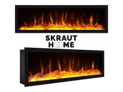 Aparador, 107x35x145cm, Dormitorio, habitación, Chimenea eléctrica XXL, Blanco