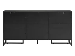 Aparador 145x40x75cm, mueble de almacenaje con 3 cajones y 2 puertas - diseño espiga, color negro