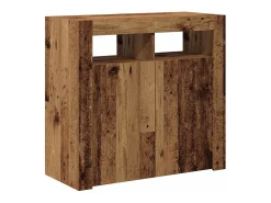 Aparador y luces LED madera vieja 80x35x75 cm madera contrachapada
