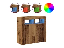 Aparador y luces LED madera vieja 80x35x75 cm madera contrachapada