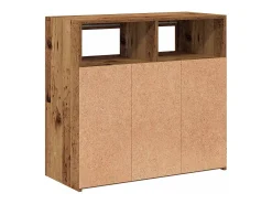 Aparador y luces LED madera vieja 80x35x75 cm madera contrachapada