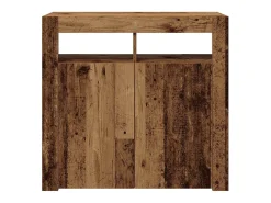 Aparador y luces LED madera vieja 80x35x75 cm madera contrachapada
