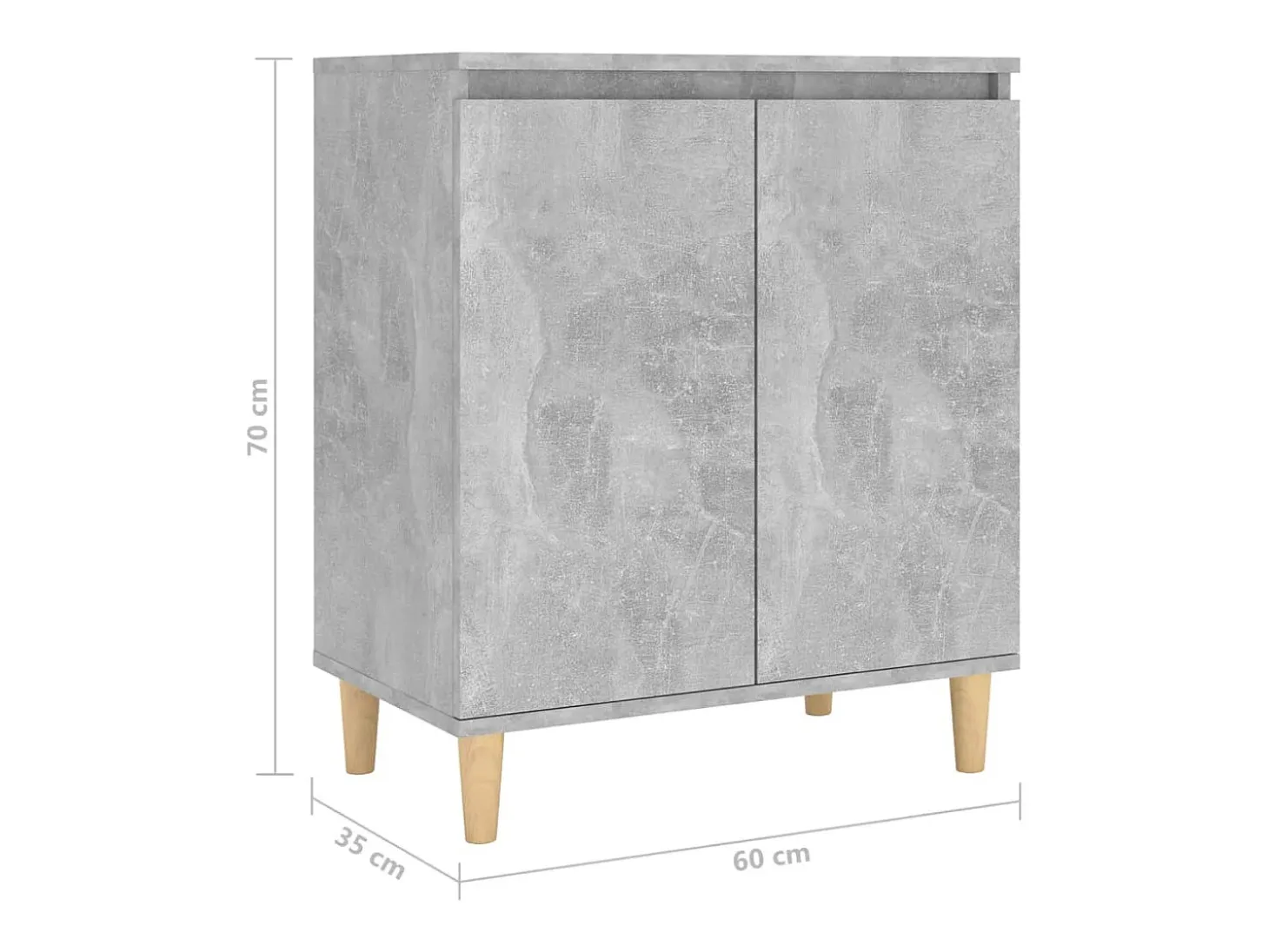 Aparador y patas madera contrachapada gris hormigón 60x35x70 cm