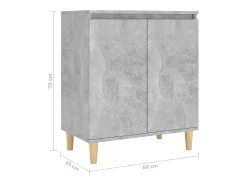 Aparador y patas madera contrachapada gris hormigón 60x35x70 cm