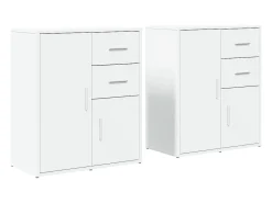 Aparadores 2 piezas blanco 60x31x70 cm madera de ingeniería