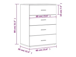 Aparadores 2 piezas gris hormigón 60x39x80 cm madera de ingeniería