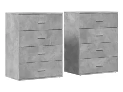 Aparadores 2 piezas gris hormigón 60x39x80 cm madera de ingeniería