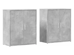 Aparadores 2 piezas gris hormigón 60x31x70 cm madera de ingeniería