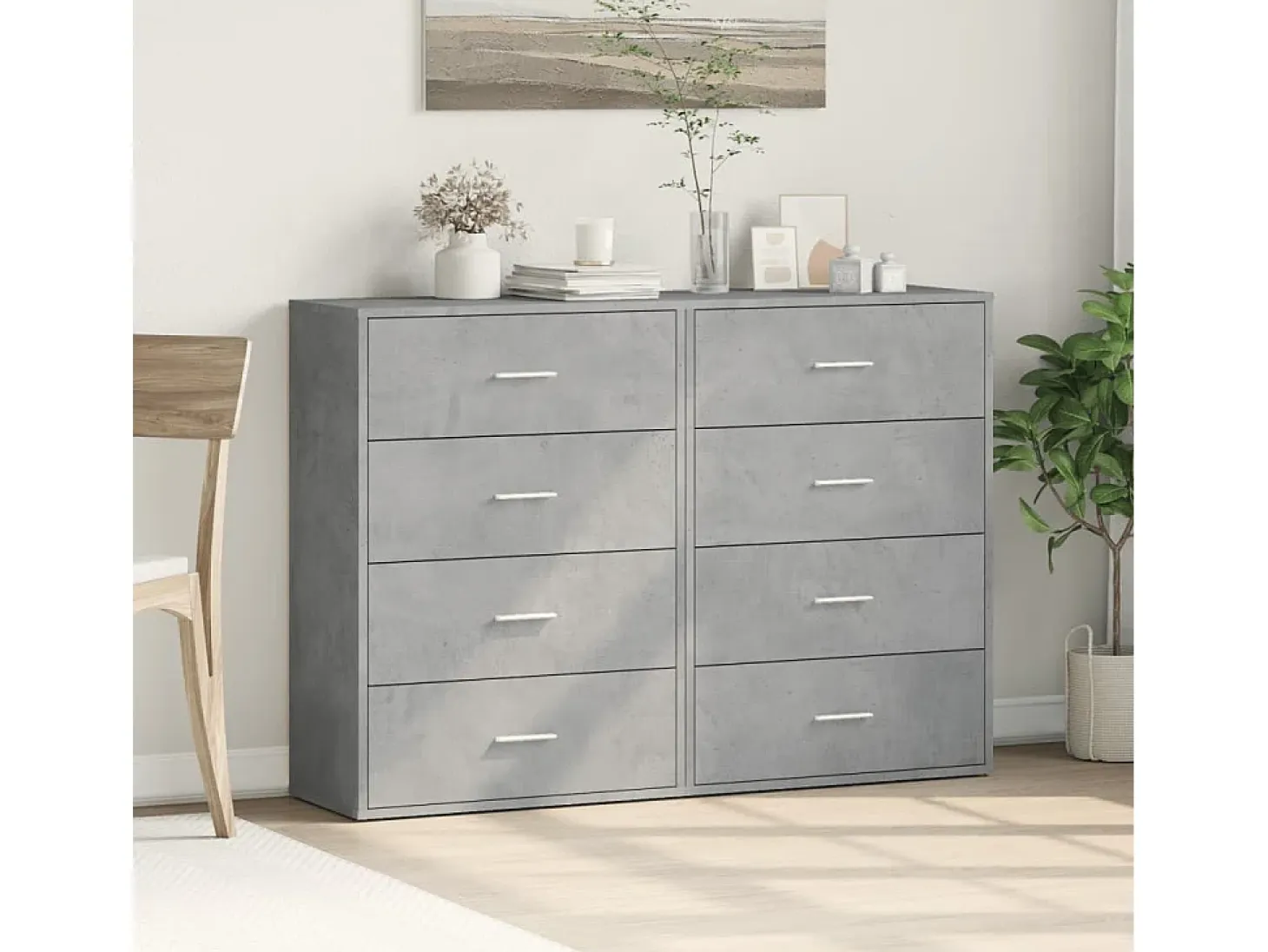 Aparadores 2 piezas gris hormigón 60x31x84 cm madera de ingeniería