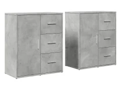 Aparadores 2 piezas gris hormigón 60x31x70 cm madera de ingeniería